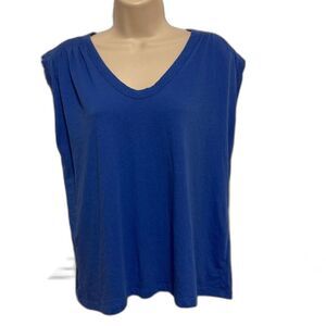 Ann Taylor LOFT Royal Blue Relaxed Muscle Tee Cinched Shoulder Cotton Size Small